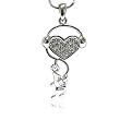 Heart Wearing Headphones with Music Pendant Necklace Fashion Jewelry