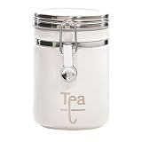 HuesNBrews Round Tea Canister- White