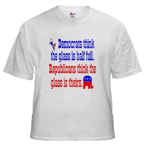 Democrats Vs. Republicans Peace White T-Shirt by CafePress