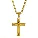 Yeidid International Stainless Steel Cross Pendant Chain Necklace for Men 24 Inches Curb Chain Gold Plated