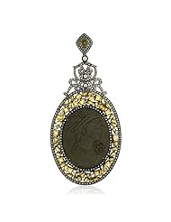 18kt Gold 4.44ct Diamond Pave 97.9ct Genuine Gemstone Ovel Shaped Cameo Designer Pendant Silver Fashion Jewelry