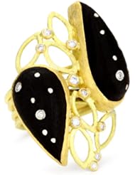 Julieli "Eco" Black Ebony with 18k Gold and Pure Sterling Silver Diamond Ring