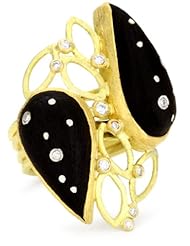 Julieli "Eco" Black Ebony with 18k Gold and Pure Sterling Silver Diamond Ring