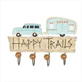 HAPPY TRAILS HANGING WALL HOOK BLUE TRUCK AND TRAILER