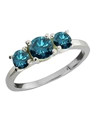 1.09 Ct Round Blue Diamond 18K White Gold Ring