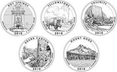 2010 P, D BU National Parks Quarters - 10 coin Set Uncirculated