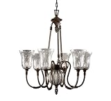 Galeana Collection 6-Light 39ö Antique Saddle Chandelier with Mouth Blown Seeded Water Glass Shades 21045