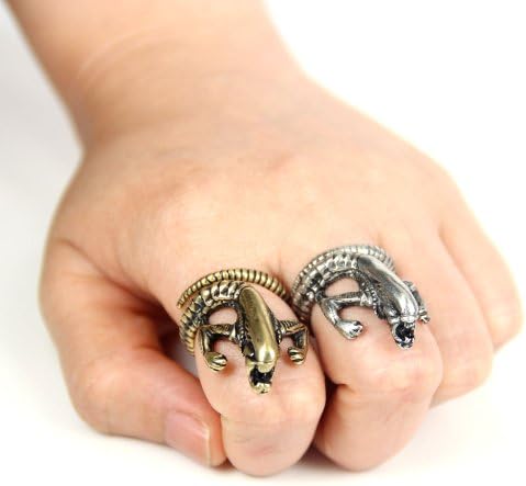 JK Alien monster Punk Gothic jewelry Silver/Gold Color Metal Adjustable Fashion Statement Ring