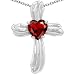 Candygem 925 Sterling Silver Genuine Heart Shape Garnet Cross Pendant By Venezia Designs. Free 18inch Silver Chain. Free High End Gift Box.