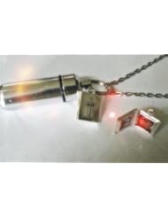Cremation Urn 18" Necklace with Bible Locket (holds 2 photos) - Includes Velvet Pouch & Fill Kit