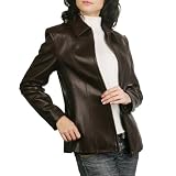 BGSD Women's Lambskin Leather Zip Front Jacket in Black or Brown - Misses, Petite, Plus