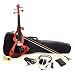 Austin Bazaar Full Size 4/4 Electric Violin Set with Case and Accessories - Red