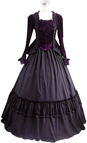 Victorian Civil War Period Gothic Vintage Dress Purple Black Gown Custom Made