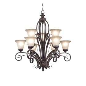 Rochester Nine-Light Chandelier painted amber Aruba Teak