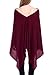 Modern Kiwi Solid Long Knit Asymmetric Wrap Poncho Topper Burgundy One Size