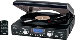 Jensen JTA-460 3-Speed Stereo Turntable with MP3 Encoding System and AM/FM Stereo Radio (Black)