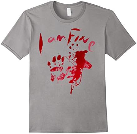 Blood splatter zombie apocalypse I am fine T shirt - Male Small - Slate