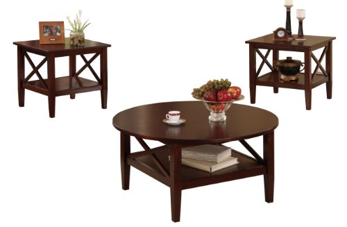 Poundex F3163 3-Piece Coffee Table, Brown