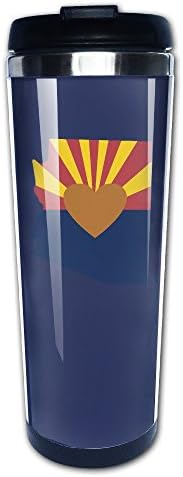Love Arizona Flag Heart 304+ABS Stainless Steel Travel Tumbler Coffee Mug (400ml)