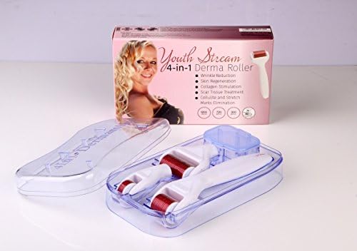 Derma Beauty System Kit 4-in-1 with roller PINS (0.5mm, 1mm 1.5mm) wrinkles, sun damage, acne scars, stretch marks, cellulite
