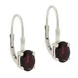 Sterling Silver Genuine Garnet stone Lever Back Earrings