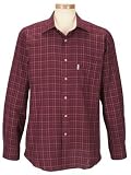 TravelSmith Mens Barbour Tattersall Shirt Burgundy XXL