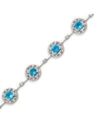 Sterling Silver Blue & Clear CZ Bracelet - 7 Inch