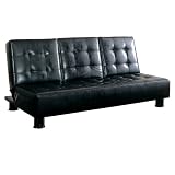 Levita Elegant Lounger Tufted Sofa Bed with Beverage Holders - Black