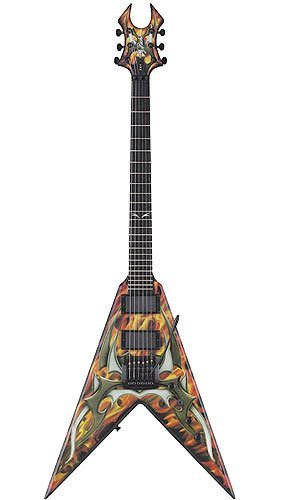 B.C. Rich Kerry King V Generation 2 Guitar, Two Toned Tribal Design over Fire