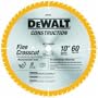 DEWALT DW3106 Series 20 10-Inch 60 Tooth ATB Thin Kerf Crosscutting Saw Blade with 5/8-Inch Arbor