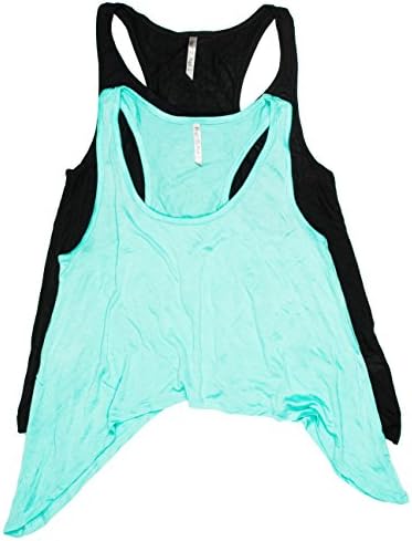 Hearts & Hips Junior's Racerback Scoop Neck Tank Top 2-Pack (Large, Mint/Black)