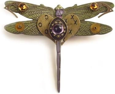 Brass Dragonfly Pin Inscribed with X's and O's (Kisses and Hugs)