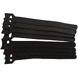 Attmu Microfiber Cloth 6-Inch Hook and Loop Reusable Fastening Velcro Cable Ties, Set of 50, Black