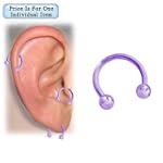 Anodized Titanium Purple Neon Color Horse Shoe Ring - 16 Gauge $12.99