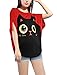 Allegra K Women Cat T Shirt Dolman Sleeve Loose Summer Tops Red XL