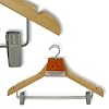 PACK OF 10 PREMIUM QUALITY WOODEN COAT HANGERS WITH TROUSER/SKIRT CLIPS - A fully versatile quality hanger...45cm