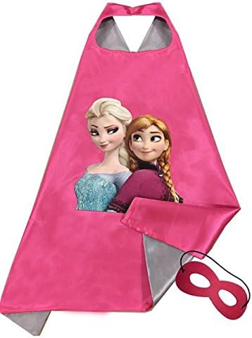 FIGMOON Superhero Cape and Mask, Children Gift, Boys/Girls Dress Up Costume (3D Fallout 4 Key Chain As Free Gift For Children) (Elsa and Princess Anne)