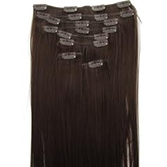 Clip In Extensions 100% Kanekalon 8 teiliges Haarverl�ngerungsset 50 cm Farbe #4 braun