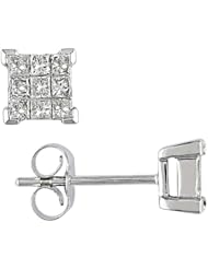 14k White Gold Diamond Stud Earrings (0.024 Cttw, G-H Color, I1 Clarity)