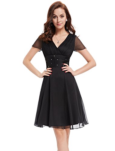 Ever Pretty Womens Short Sleeve V-Neck Ruched Bust Chiffon Party Dress 03882