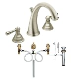Moen T6125BN-9000 Kingsley Two-Handle High Arc Bathroom Faucet with Valve, Brushed Nickel