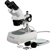 AmScope 10X-30X Student Binocular Stereo Microscope with Solid Metal Framework and Top & Bottom Lights