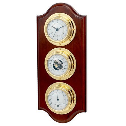 Lord Moxley THBC393 Wetterstation mit Thermo-, Hygro-, Barometer und Uhr 36 x 15 x 6 cm