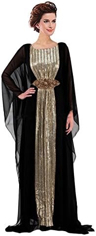 Angelonline Women's Sequined Chiffon Long Abaya Muslim Maxi Dress (24Plus)