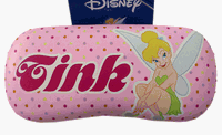Disney's Tinkerbell Eye Glasses Protector Case 6 1/2" By 3" in Color Pink with Picture of Tinkerbell Sitting in Front of Case