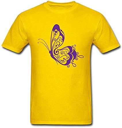 Deflove Men's Blue Butterfly Paper Cutting Short Sleeve T-Shirt