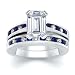 Jewelry : 2.75 CT EMERALD DIAMOND W ROUND BLUE SAPPHIRE RING SET