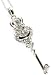 Silver Designer Inspired Pavé Crystal Heart Key Pendant Crown Necklace