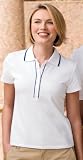 Ladies Framed Placket Pique Sport Shirt with Tipping Stripe (comes in 4 colors!)