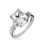 Eve's Addiction Emerald Cut CZ Engagement Ring